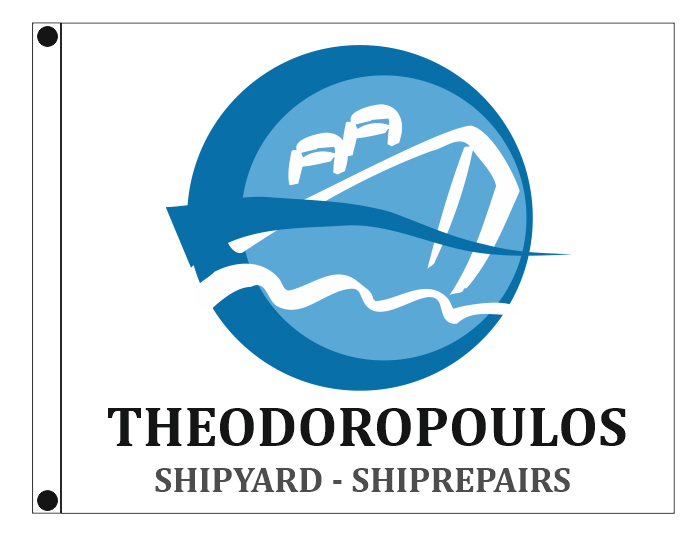Διαφημιστικές εταιρικές σημαίες 150x120cm για την THEODOROPOULOS SHIPYARDS-SHIPREPAIRS