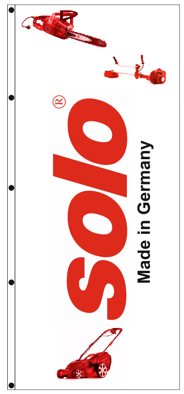 Διαφημιστική εταιρική σημαία 150x350cm για την επιχείρηση SOLO