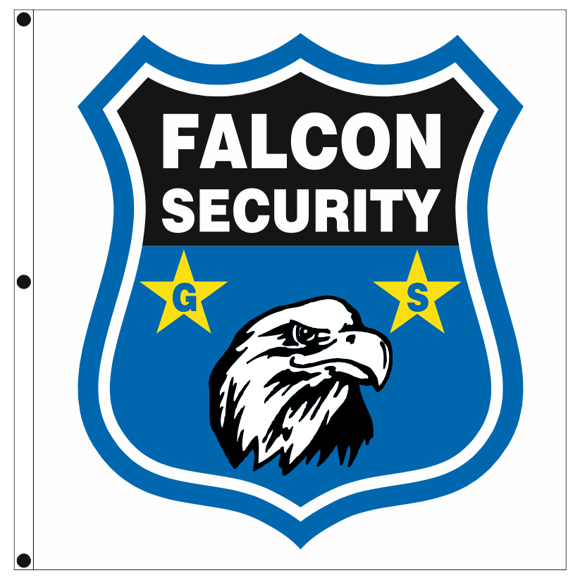 Διαφημιστική εταιρική σημαία 190x200cm για την FALCON SECURITY GS