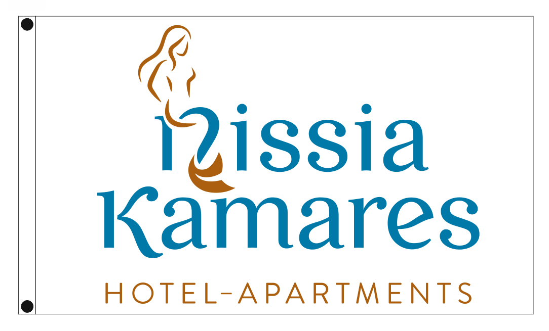 Διαφημιστικές σημαίες ξενοδοχείου NISSIA KAMARES σε διάσταση 200x120cm