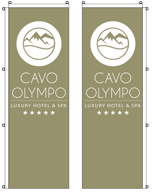 Διαφημιστικές εταιρικές σημαίες 100x300cm για το ξενοδοχείο CAVO OLYMPO
