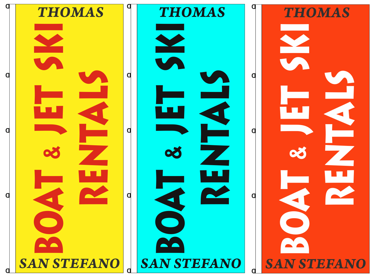 Διαφημιστικές σημαίες 120x300cm για την επιχείρηση THOMAS JET SKI