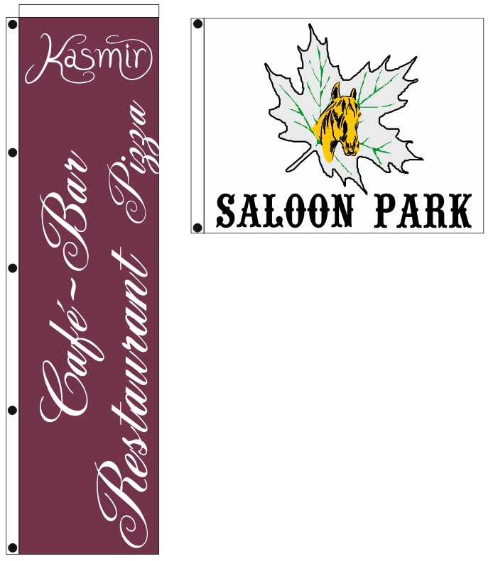 Διαφημιστικές σημαίες για την επιχείρηση SALOON PARK