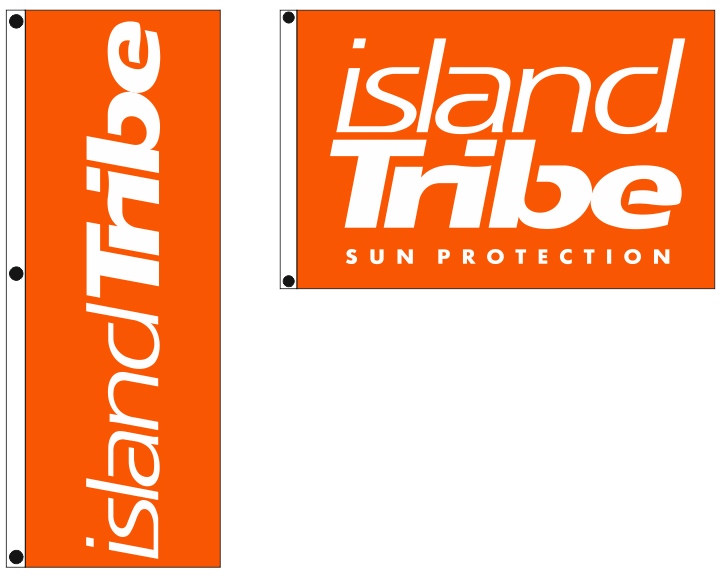 Διαφημιστικές σημαίες 70x200cm και 150x100cm για την ISLAND TRIBE