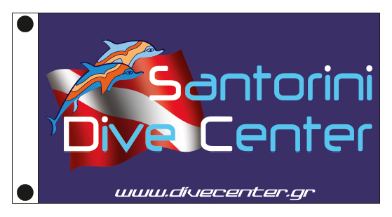 Διαφημιστική σημαία της εταιρείας Santorini Dive Center