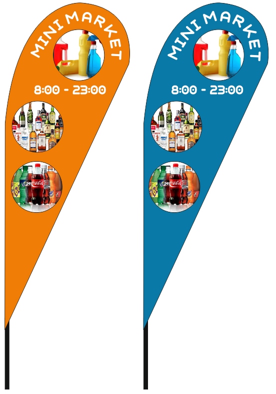 Διαφημιστικές σημαίες δάκρυ 110x290cm για το MINI MARKET ΖΑΓΑΝΑΚΟΥ