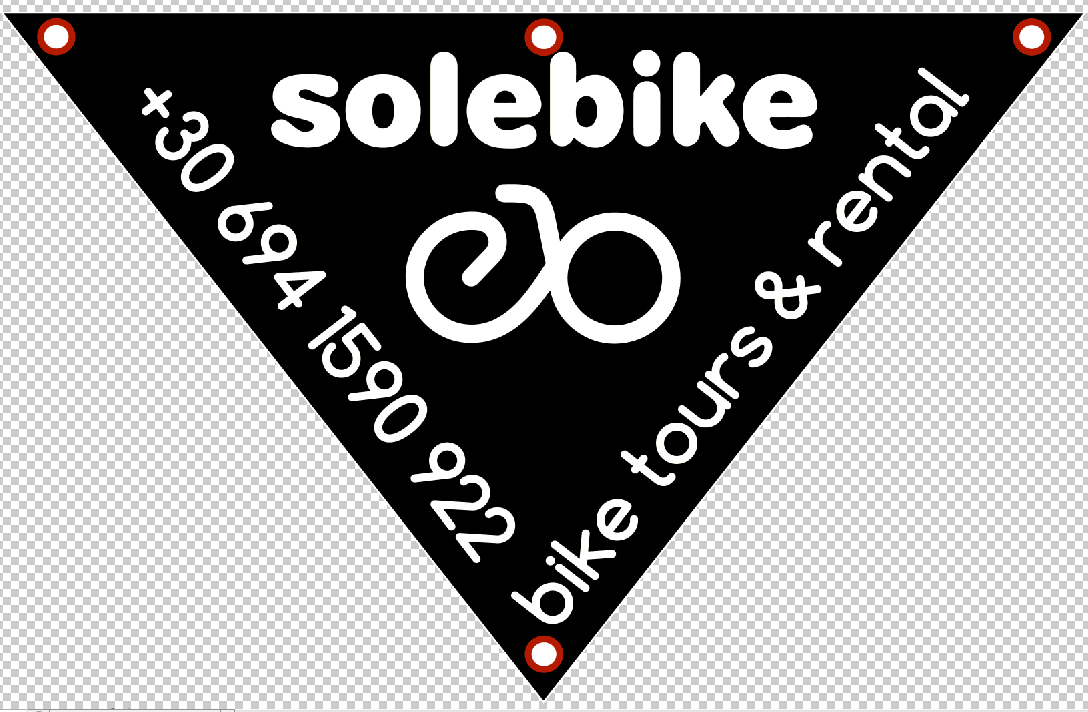 Διαφημιστικές τριγωνικές σημαίες ποδηλάτων 31cm για την επιχείρηση SOLEBIKE